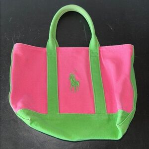 Ralph Lauren Vibrant Pink and Green Tote
